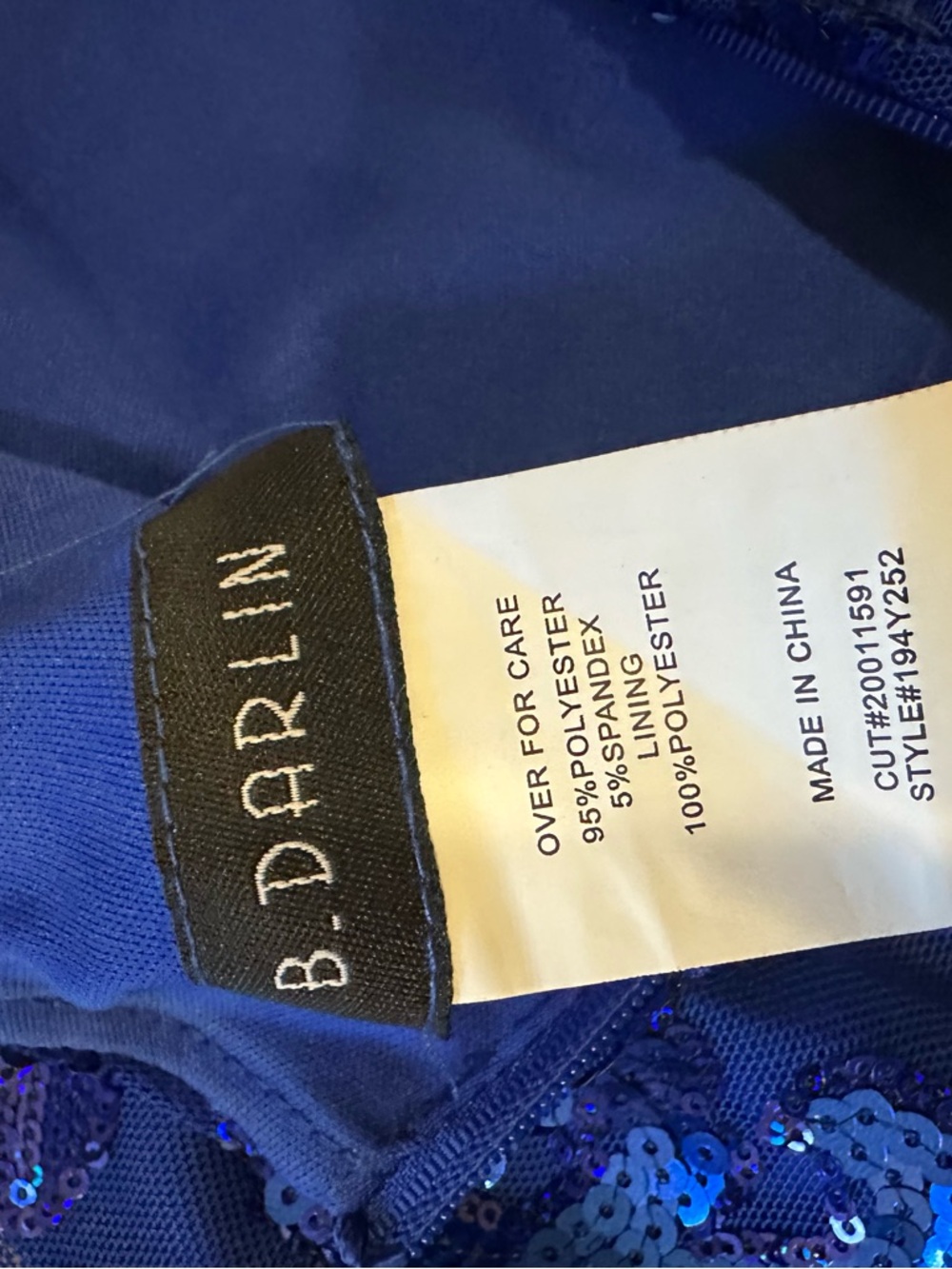 B Darlin Royal Blue Sequin Mini Dress - Picture 3 of 6